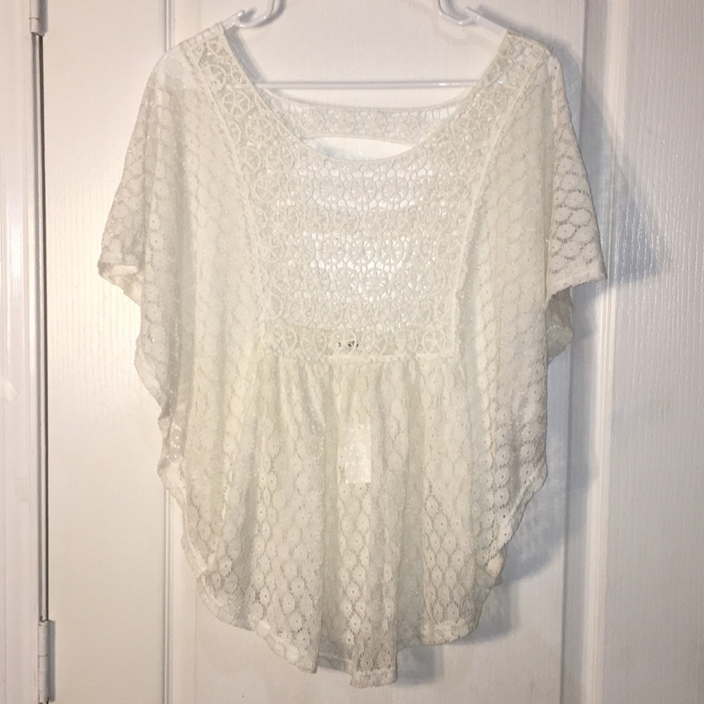 Cato white boho lace and crochet flowy top